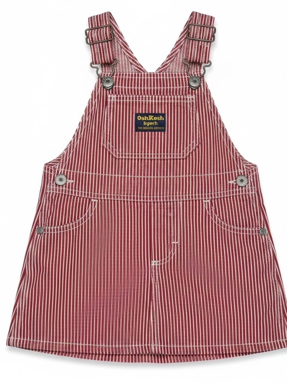 OshKosh Style Red White Pinstripe Vestbak Overall Jumper Dress 12M